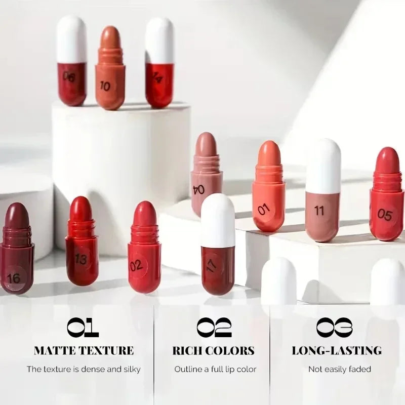 18 Mini Lipstick Matte Long-lasting Lip Gloss Combination Capsule