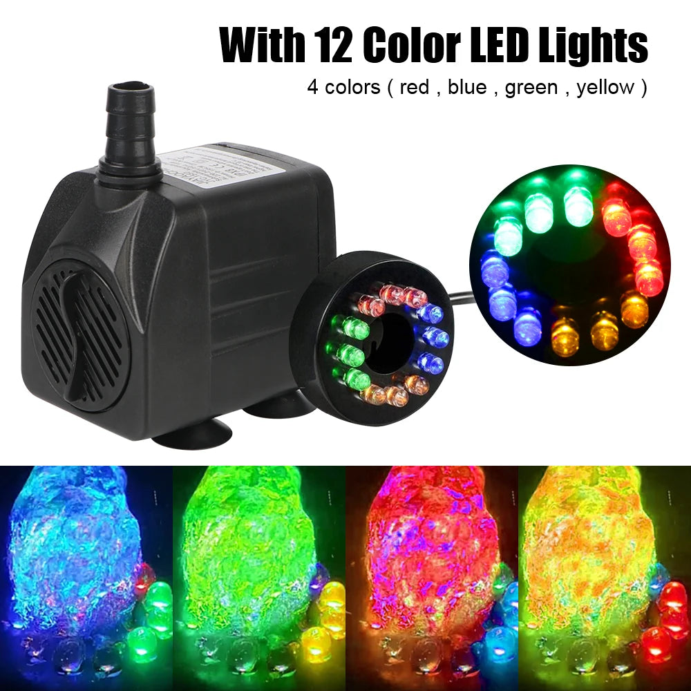 12 LED Light Waterproof Submersible Fountain Water Pump Ultra-quiet