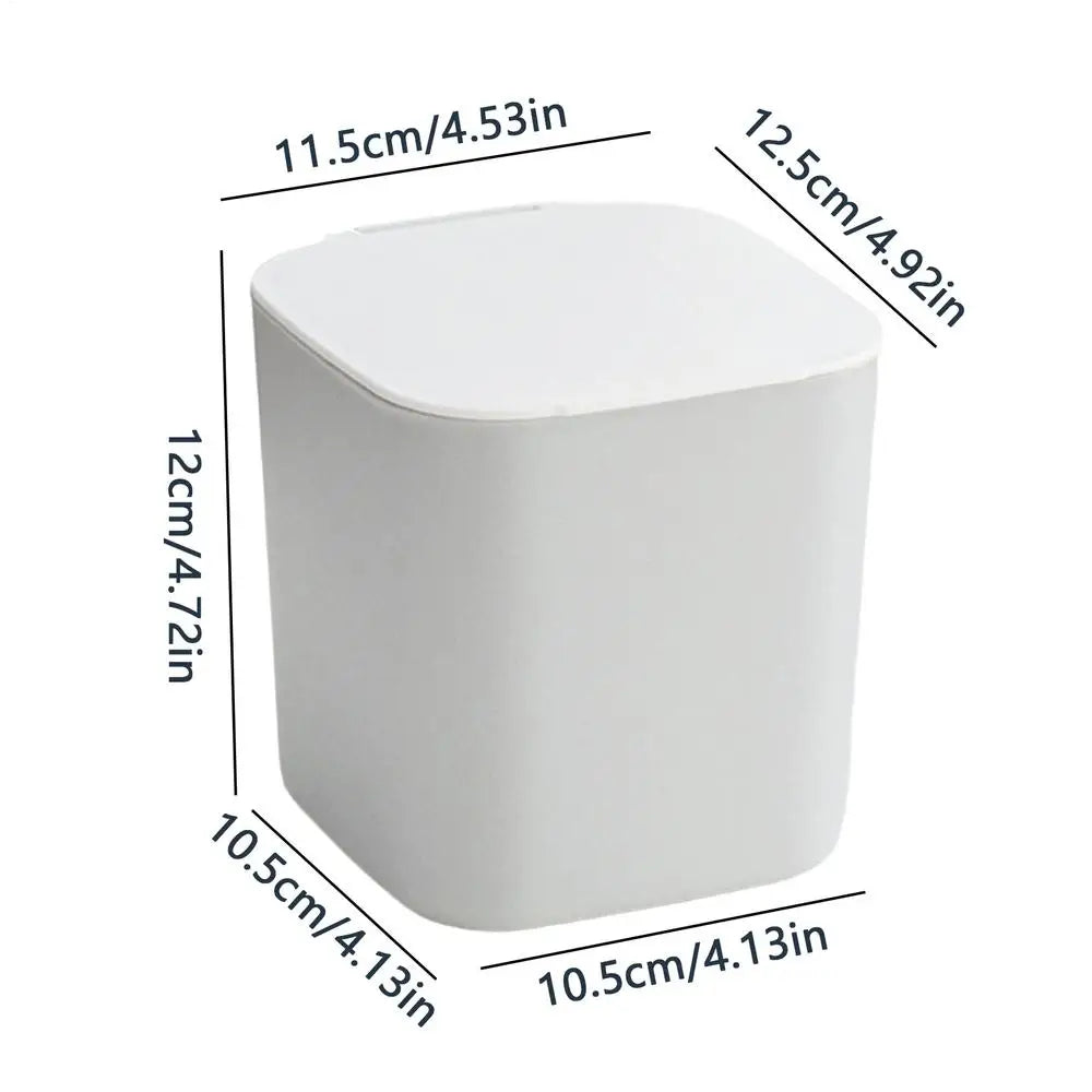 Mini Desktop Trash Can with Lid – Small Desk Waste Bin Desktop Trash Can Zpaxo White