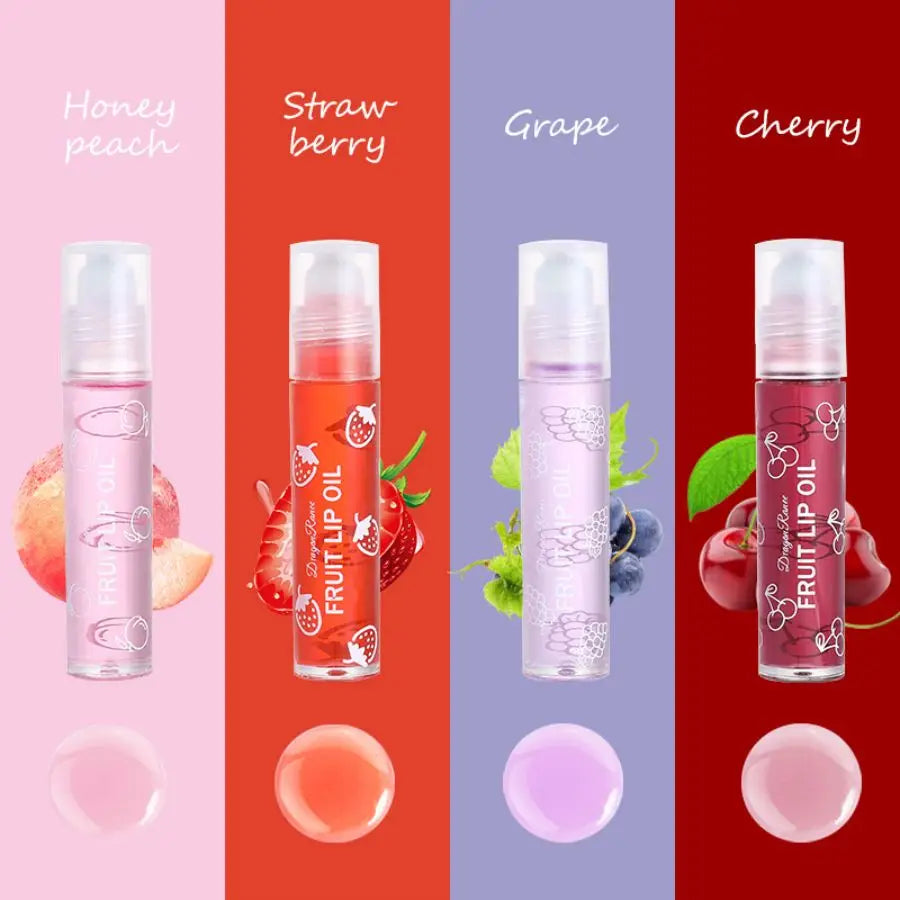 Rolling Bead Lip Oil Set of Four Moisturizing Lotion, Hydrating Roller Ball Mouth Oil, Anti-Drying, Colorless and Transparent Zpaxo
