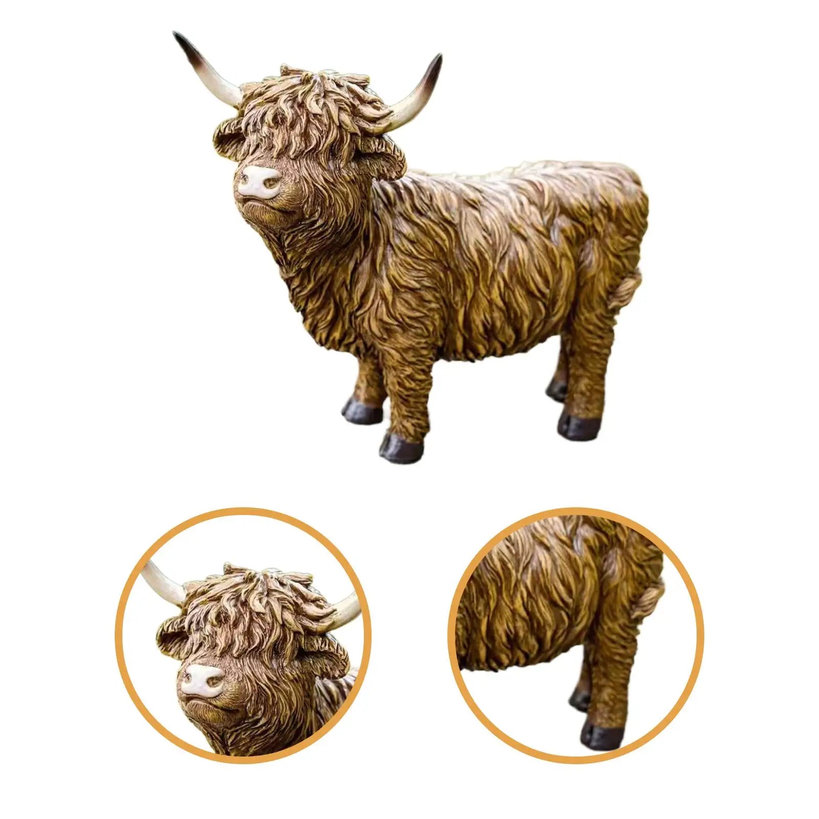 Highland Cow Figurine – Resin Garden Statue & Tabletop Decor Decorative Figurine Zpaxo