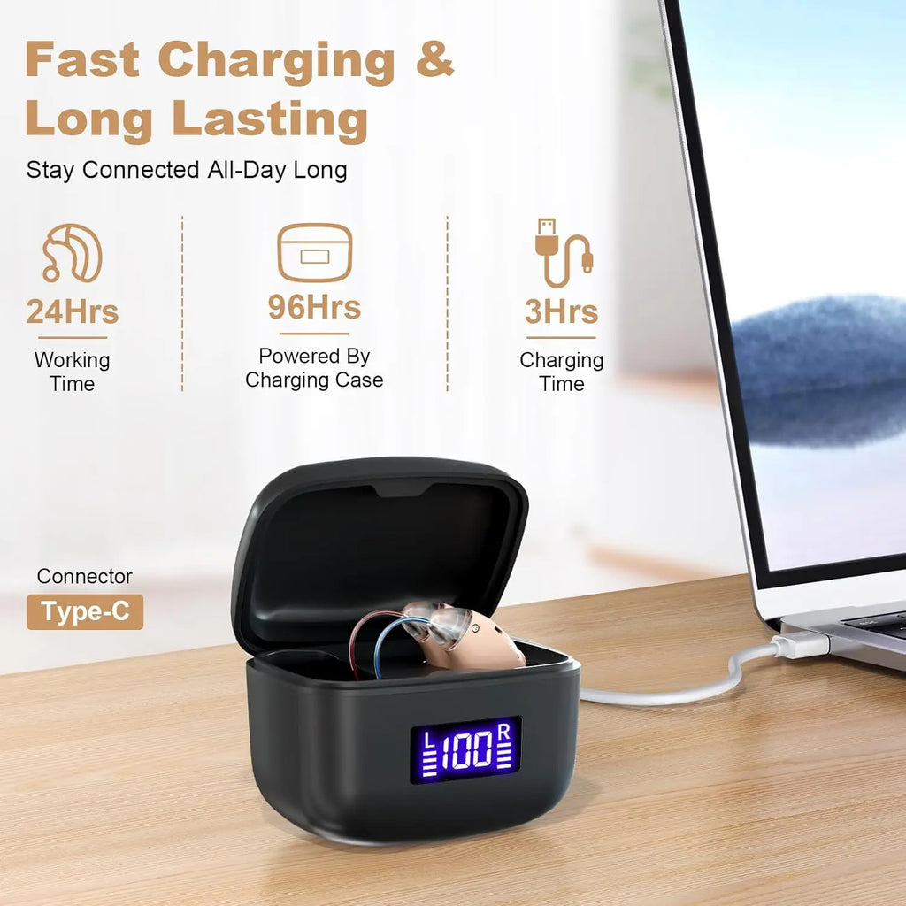 Mini Rechargeable Hearing Amplifiers Earphones Headphones Adults