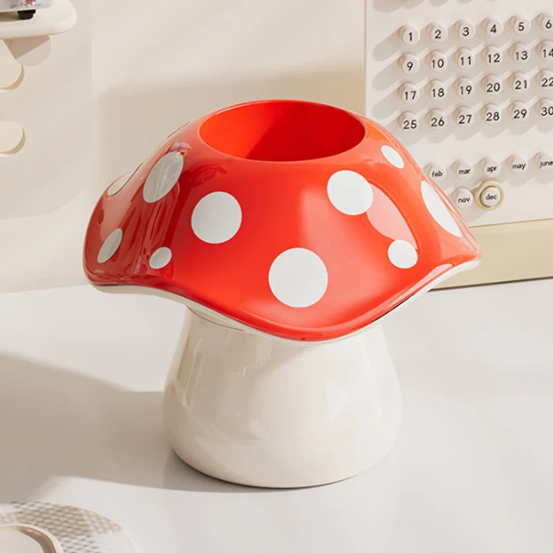 1Pcs Polka Dot Mushroom Storage Box Student Dormitory Desk Stationery Sundries Pen Holder Bathroom Makeup Brush Storage Box Zpaxo