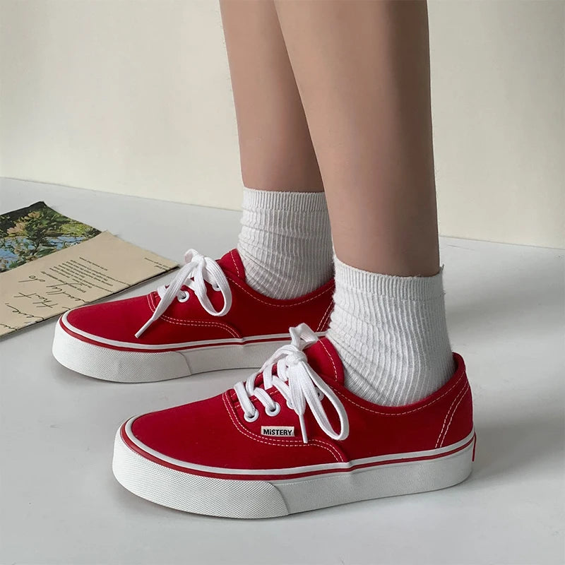 Casual Flats Canvas Sneakers Women Outdoor Solid Shallow Sports Shoes