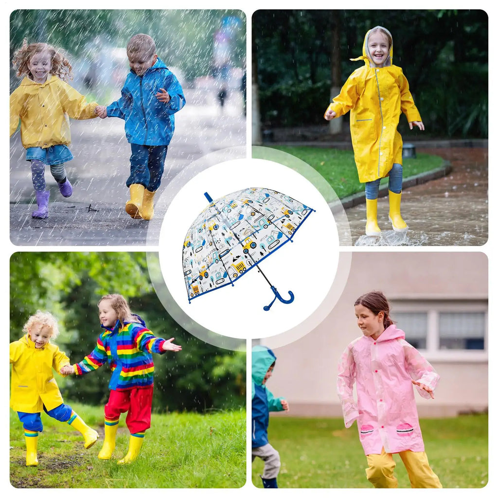 Kids Umbrella Non Slip Handle Windproof Cute Funny Clear Umbrellas
