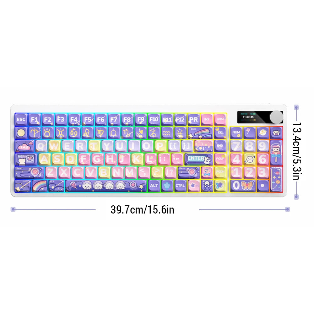 Wireless Keyboard Gaming Mechanical Keyboard Red Switches Colorful Backlight Full Key Metal Knob Ergonomic Keyboard DIY Set Zpaxo