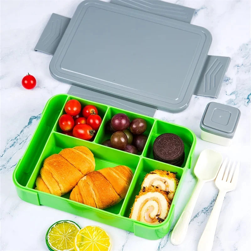 1330ml Bento Lunch Box – 6-Compartment Leakproof Food Container Bento Lunch Box Zpaxo Grey and Green 5 1|1330ml
