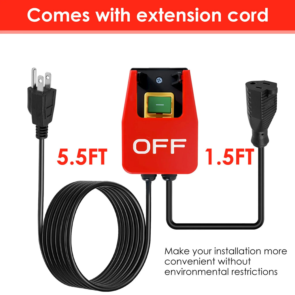 110V to 120V Switch Single Phase On/Off Waterproof Emergency Stop Switch with Paddle Extension Cord Emergency Stop for Table Saw Zpaxo