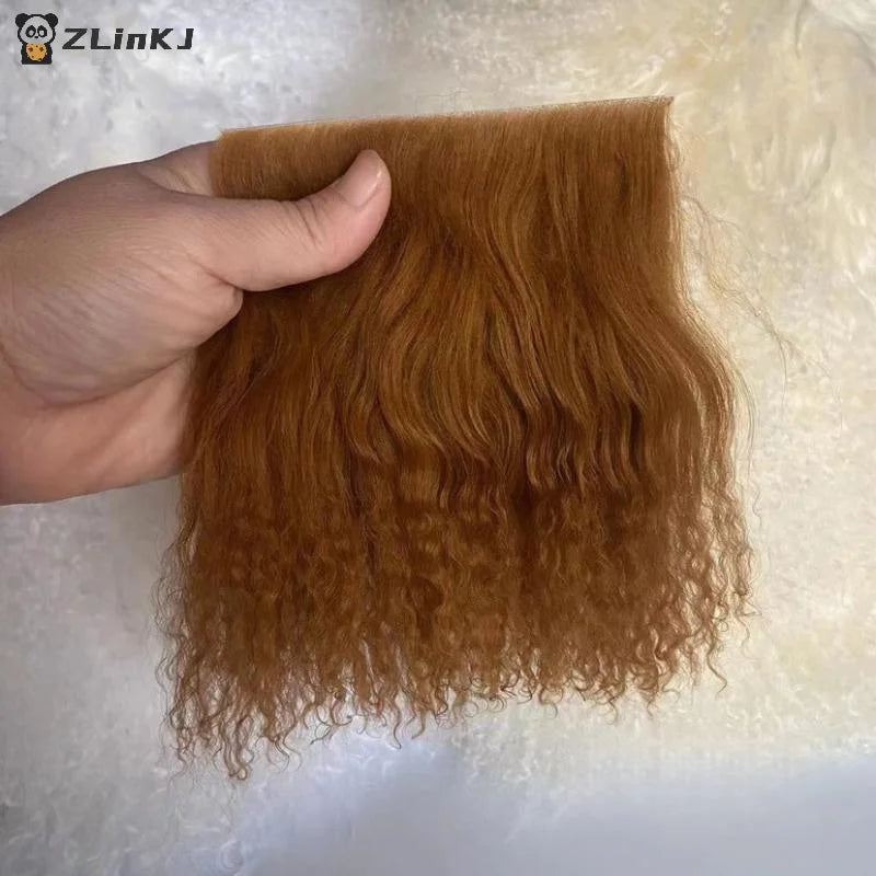 ▶1Pcs Dolls Accessories Mongolia Fur Sheepskin Wool Extensions Curly Texture Hair Row Curly Hair Extensions SD Blyth Wigs Hair Zpaxo