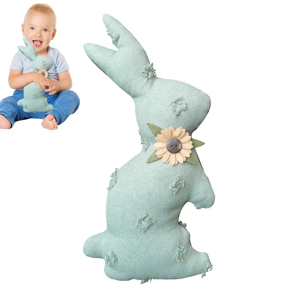 Rabbit Doll Toy Bunny Kids Pillow Easter Plush Cute Rabbit Doll With Flower Design Comfortable Plush Rabbit Toy For Kids Boys Zpaxo Light green China Mainland