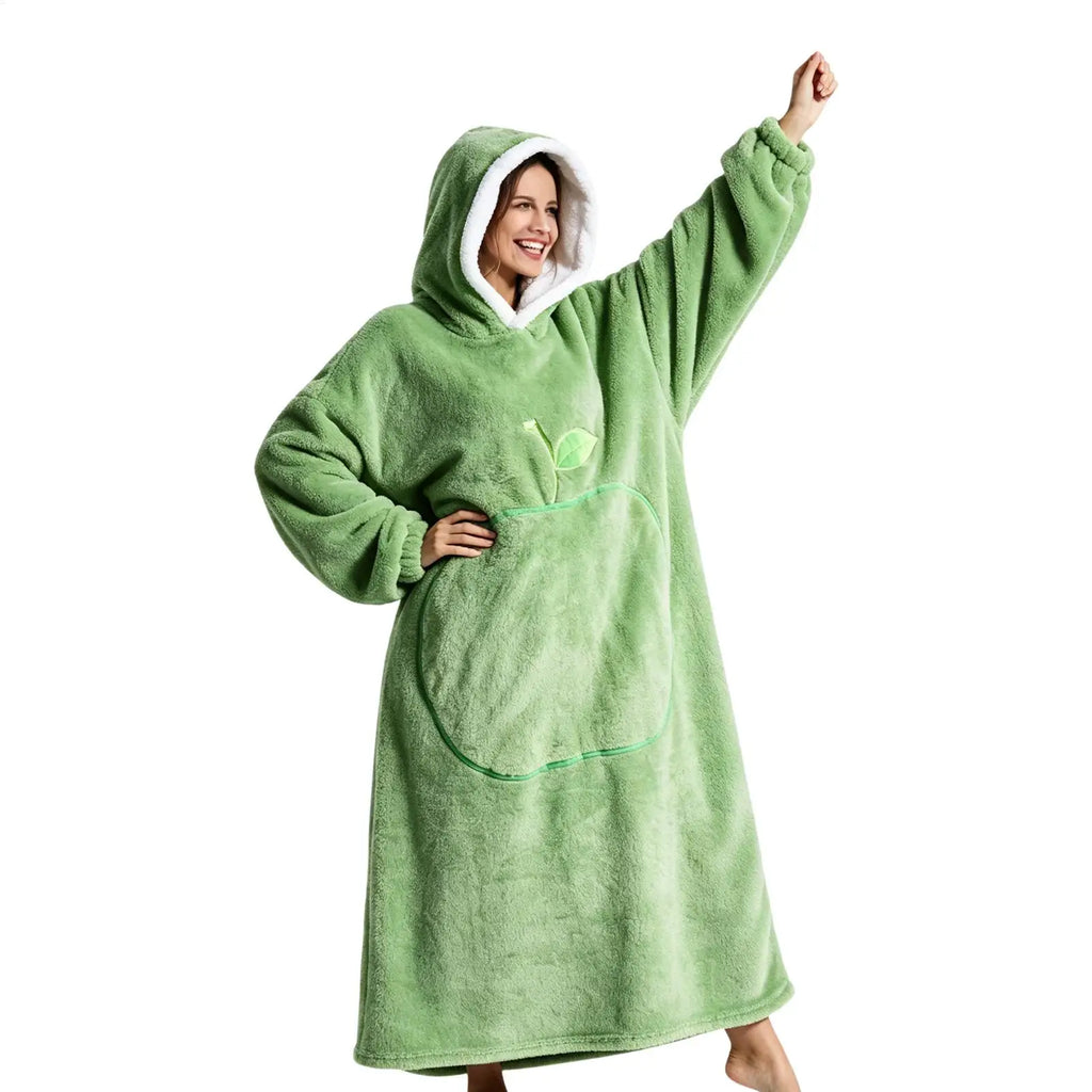 Hoodie Blanket Fleece Warm Pullover Pocket Winter Wearable Camping