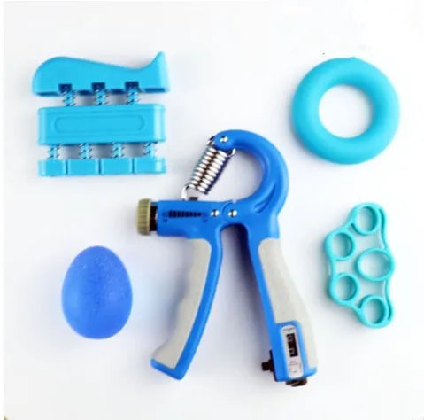 Gym Fitness Adjustable Count Hand Grip Set Finger Forearm Strength Muscle Recovery Gripper Exerciser Trainer Ball Decompression Zpaxo Blue count 5 pc set