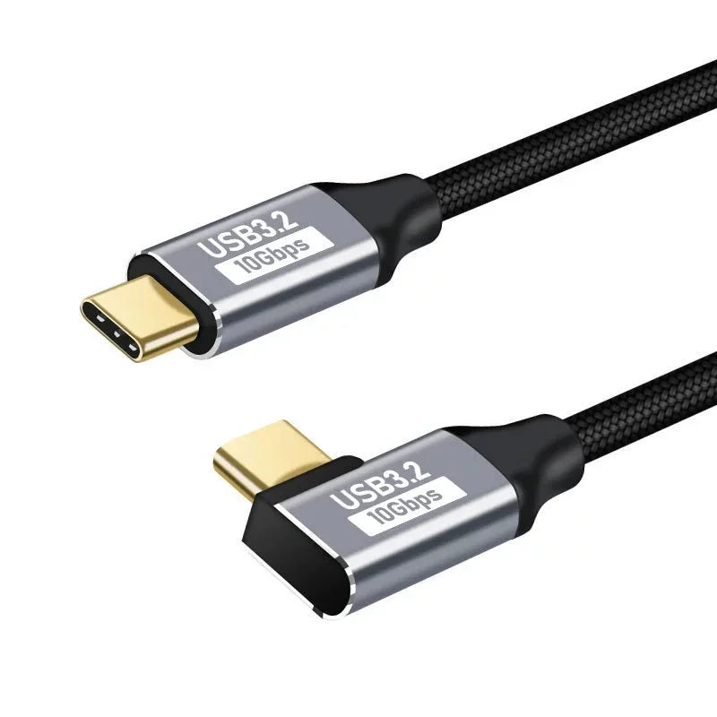 100W USB-C 3.1 Gen 2 Extension Cable 90° Angle 10Gbps 5A PD USB-C Extension Cable Zpaxo Male to Male(Right) 3m