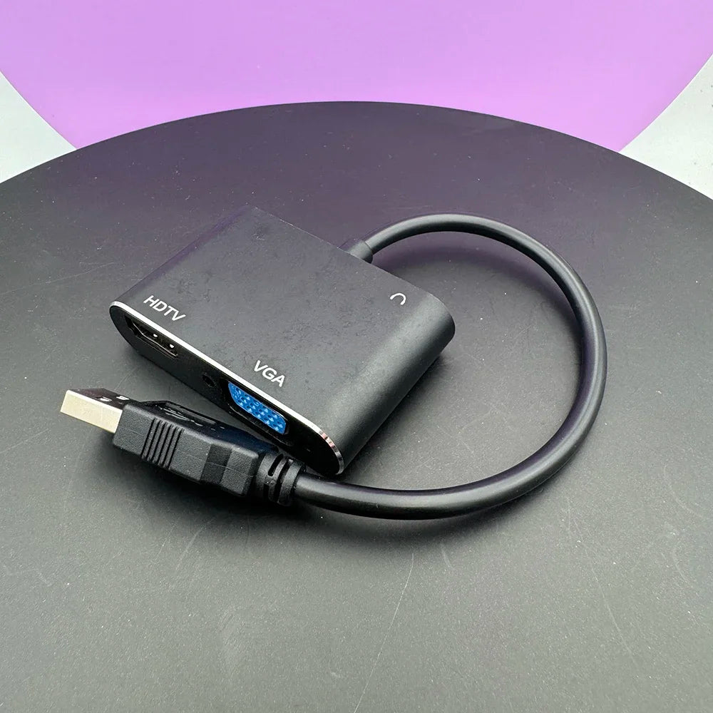 1080P Video Audio USB3.0 to HDMI-Compatible VGA Converter for Computer to Projector TV Monitor Extend Screen HD VGA Cable Zpaxo