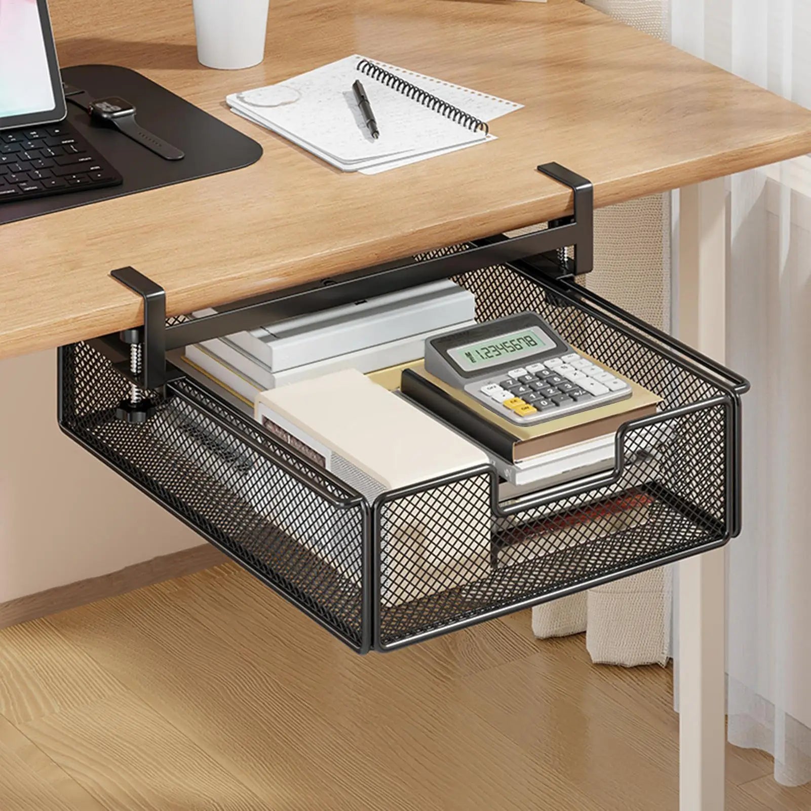 Under Desk Drawer Slide Out No Drilling Storage Organizer Tray Self
