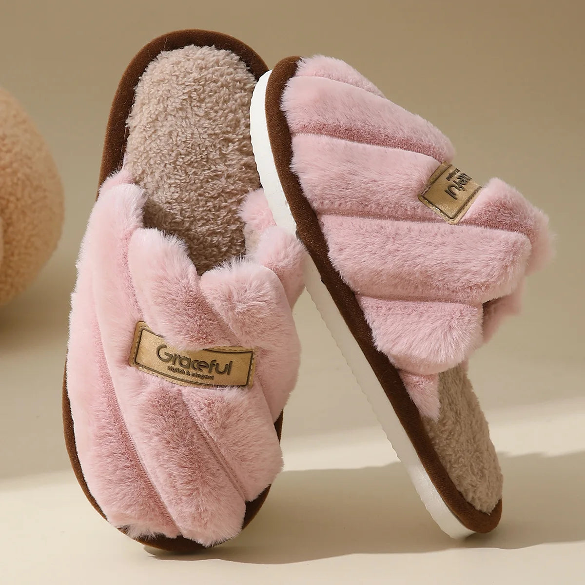 Solid Flat Heel Slippers Women Indoor Bedroom Lightweight Comfort Zpaxo pink 42-43