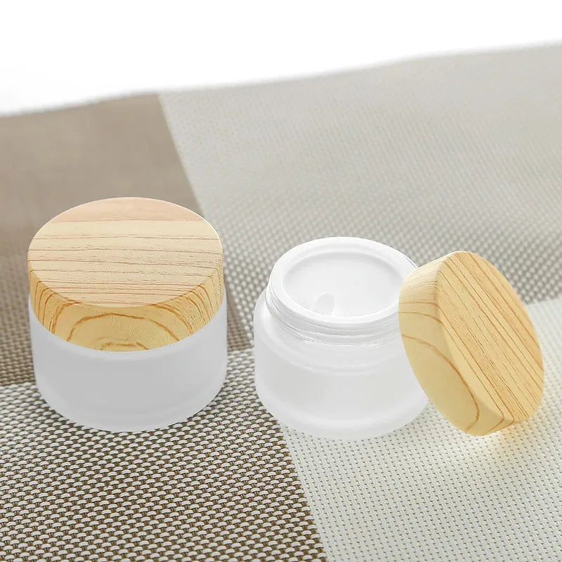 Frosted Glass Cosmetic Jars – Refillable Cream & Lip Balm Pots