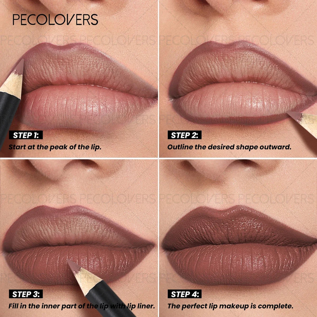 Lip Liner Pencil Pigmented Natural Makeup Soft Pencils Matte Smooth Zpaxo