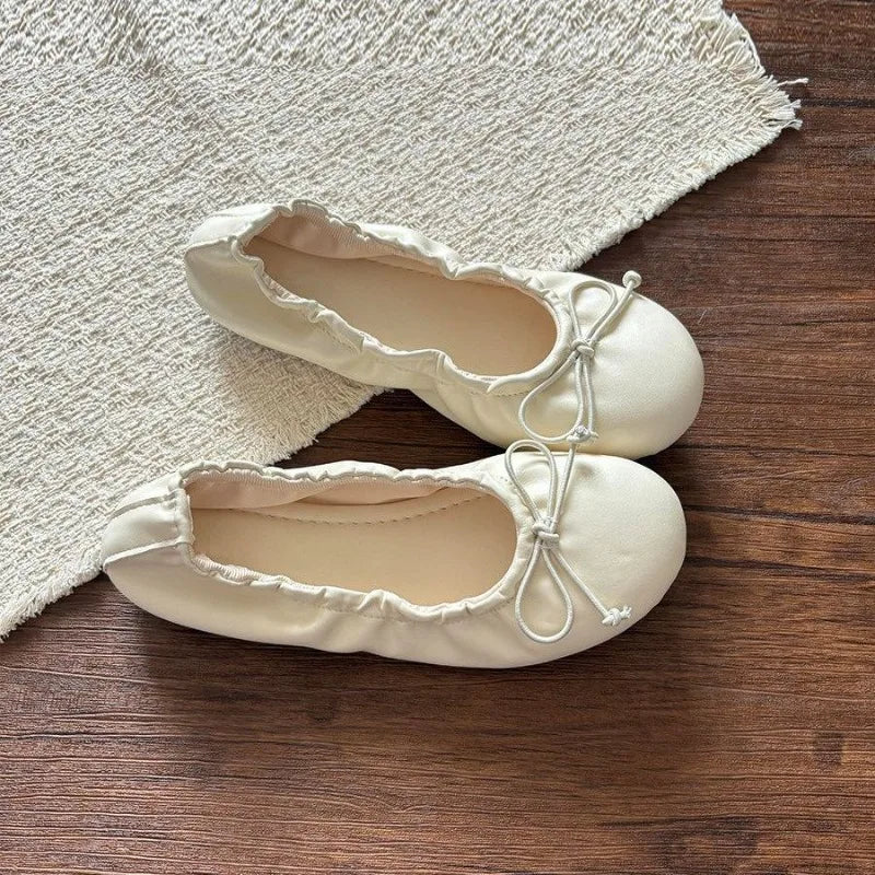 Women's Solid Elegant Comfortable Single Shoes Women Bow Zpaxo Beige 40