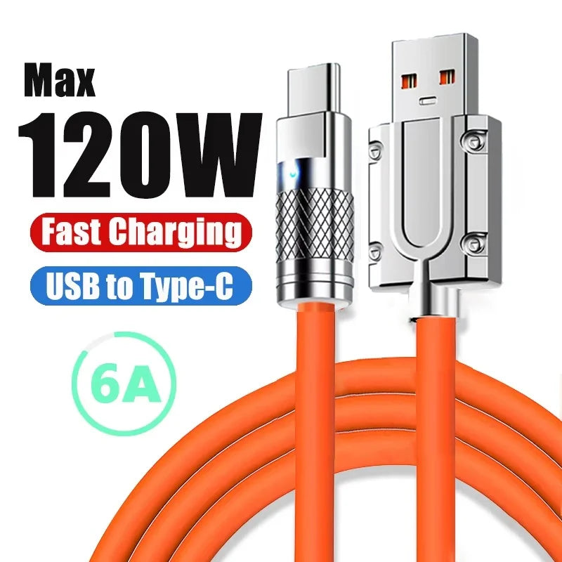 1M 120W Fast Charge Type-c Liquid Silicone Cable Quick USB C Lines Zpaxo