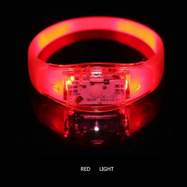 Led Sound Control Bracelet Flashing Wristband Vibration Glow Dark Zpaxo Red 6pcs