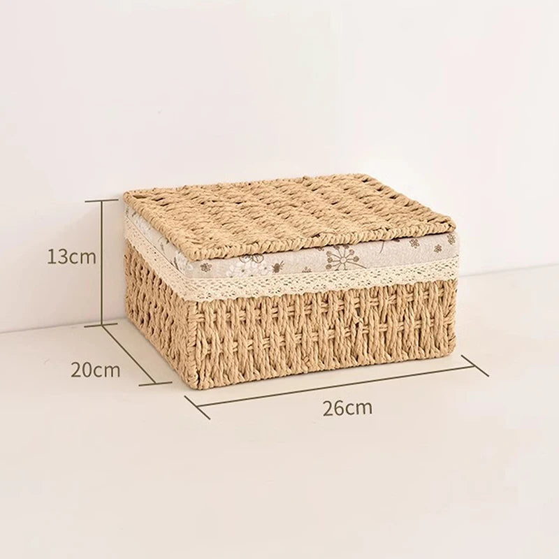 For Toys Snacks And Miscellaneous Items Desktop Cosmetic Storage Box Household Rattan Woven Storage Box Zpaxo one size C