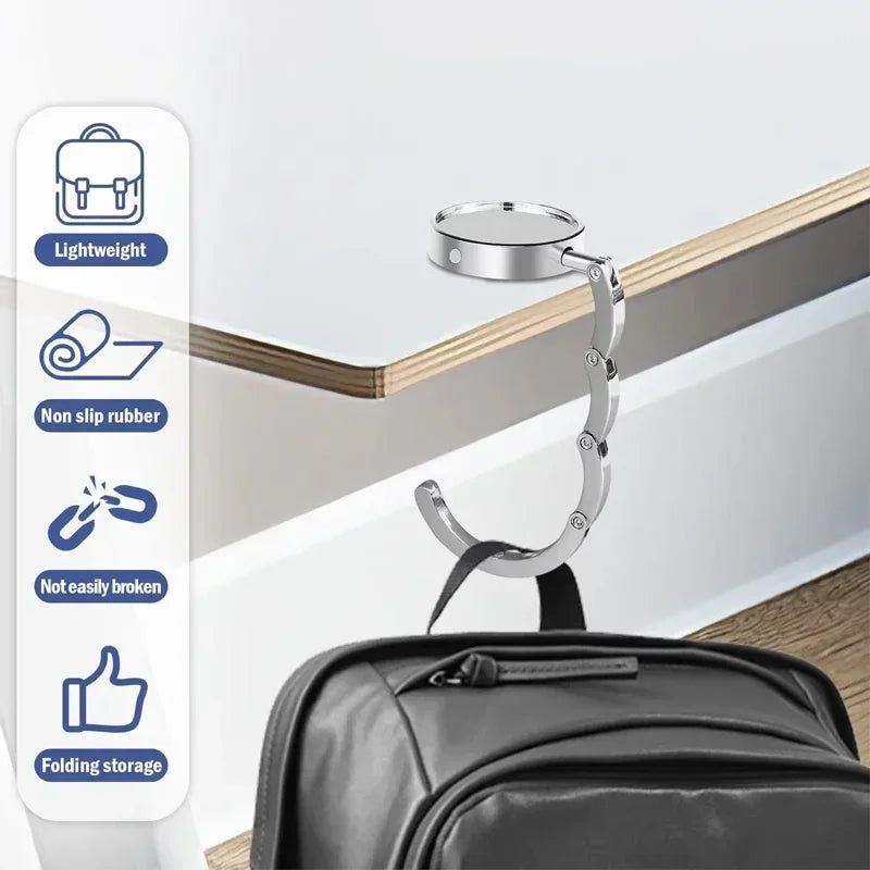 1- Portable Folding Bag Hanger Handbag Hook Holder Table Crystal