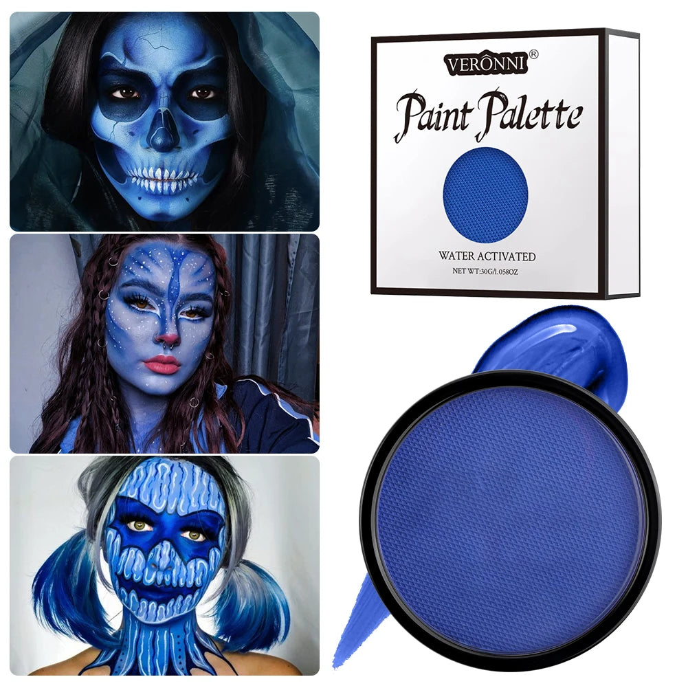 Face Body Painting Palette Non-toxic Safe Monochromatic Water Based Zpaxo 1pcs-blue