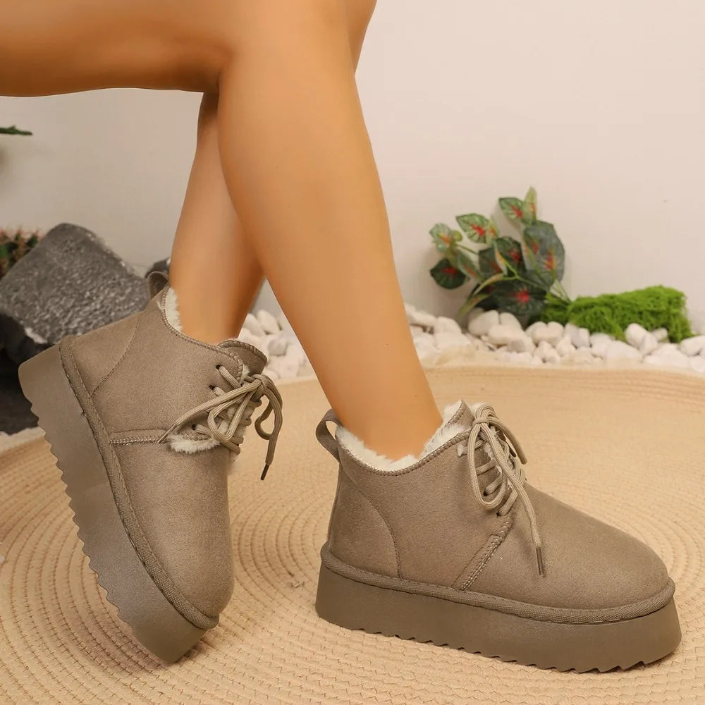Autumn Winter Fashion Casual Comfortable Velvet Warm Solid Cross Belt