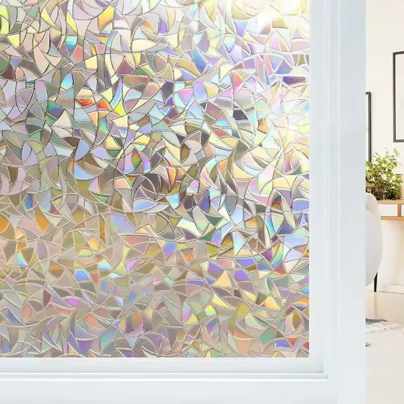 Iridescent Mosaic Static Window Privacy Film Rainbow Prismatic Glass