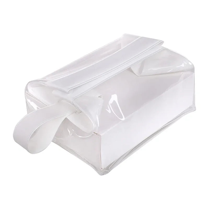 Hot Travel Portable Bag with Magnetic Closure, Transparent Magnetic Suction Storage, Durable and Leak Proof Makeup Bag Zpaxo White