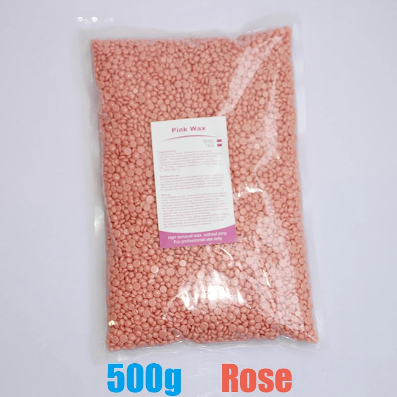 Hard Wax Beans Hair Removal – 500g/300g/50g Unisex Depilatory Wax Beans Zpaxo 500g-Rose