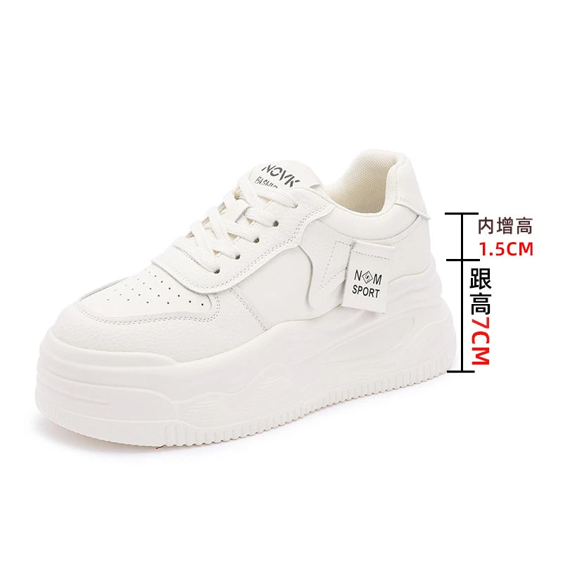 Women's Platform Chunky Sneakers Lace Up Design Sport Tag Detail Two Zpaxo 9163 White 37