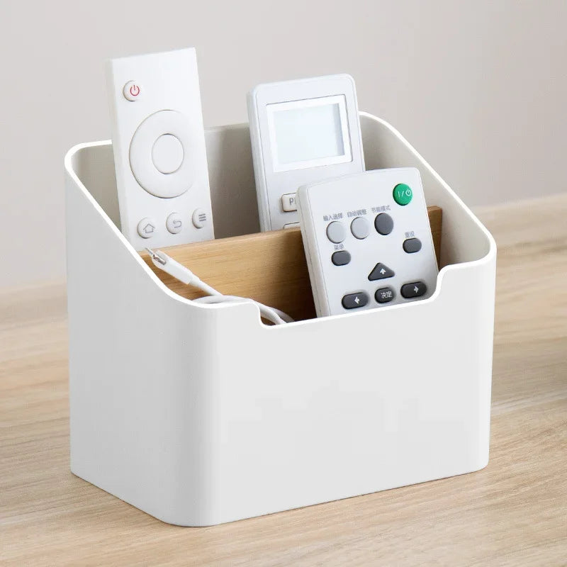 Plastic Desktop Storage Box for Remote Controls Tissues Cosmetics Office Supplies Living Room Organization Zpaxo WHITE