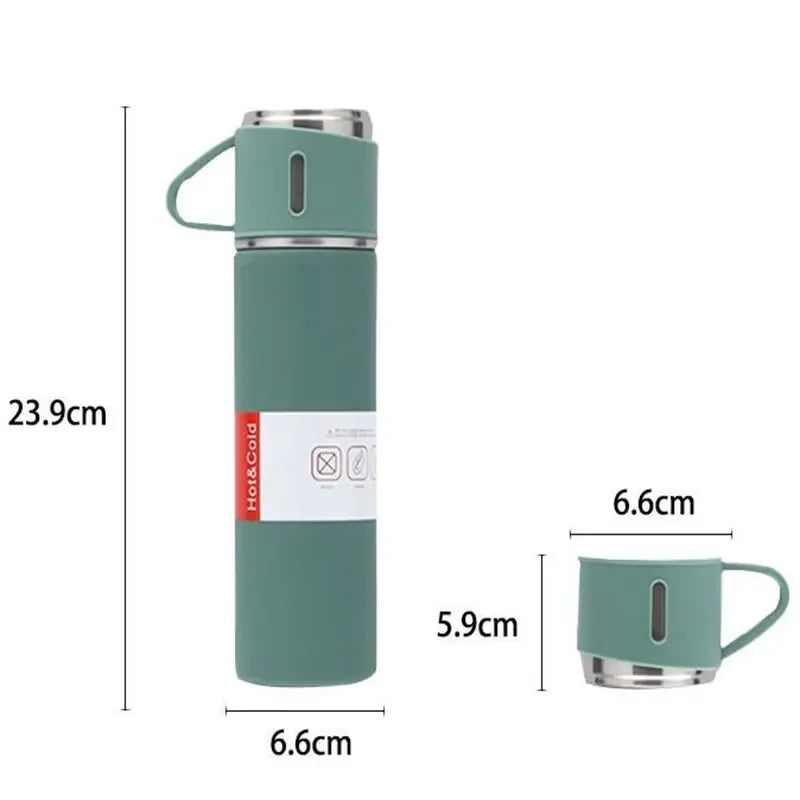 500ML Stainless Steel Vacuum Flask Gift Set Office Business Style Thermos Bottle Outdoor Hot Water Thermal Insulation Couple Cup Zpaxo