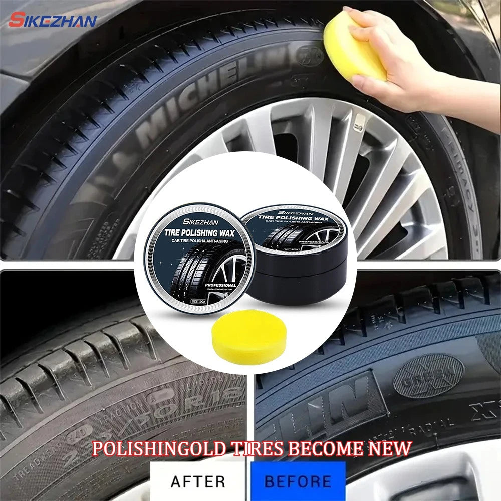 Tire Care Wax, Plastic and Rubber Repair Agents for All Car Models, Waterproof Maintenance and Cleaning Cream for External Gloss Zpaxo