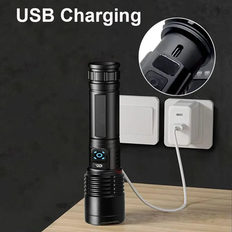 Mikenoon Rechargeable LED Flashlight – Zoom, 500m Beam, Digital Rechargeable Flashlight Zpaxo
