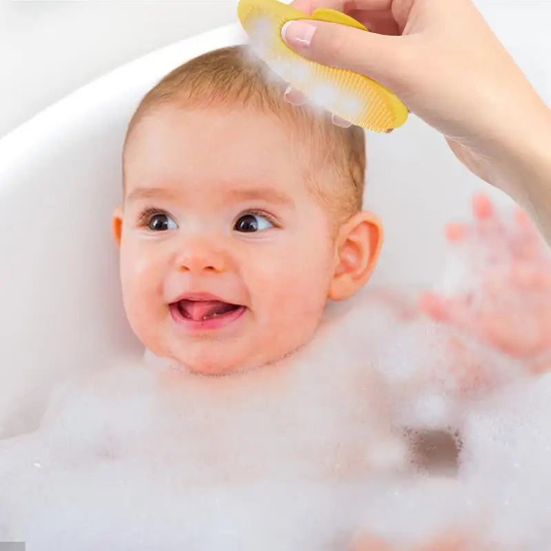 Baby Bath Brush Silicone Baby Hair Scrubber Scalp Massager and Brush Comb Bath Scrubber for Washing Hair and Dry Skin Relief Zpaxo