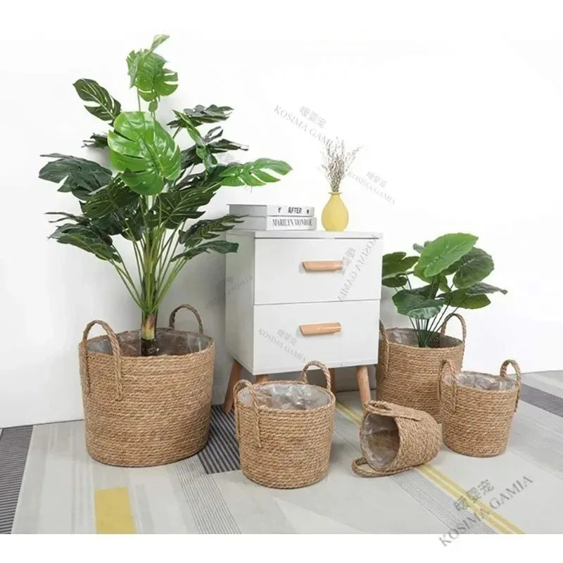 Large Handwoven Rattan Basket – Nordic Plant Pot & Storage