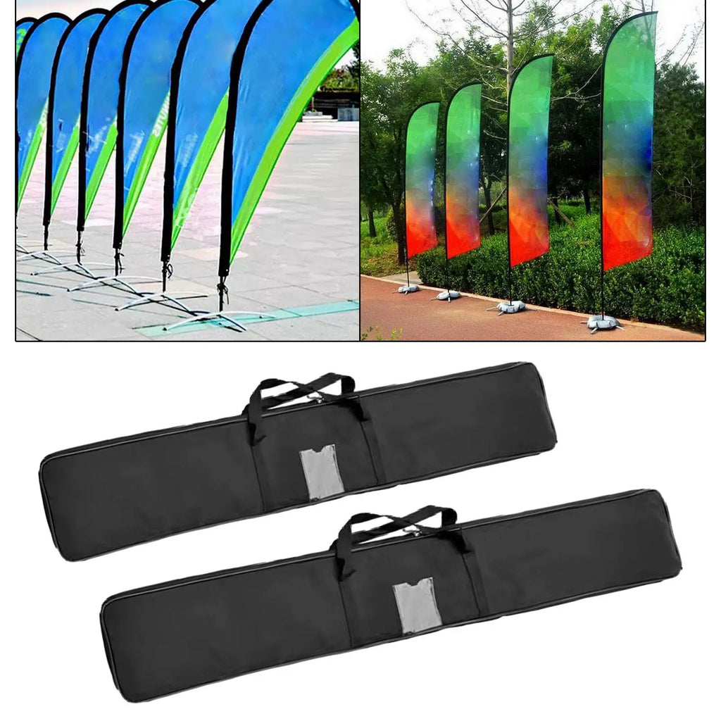 Flag Carrying Bag with Zipper Clear Pocket Oxford Cloth Portable Durable Accessory Teardrop Flag Carry Case Outdoor Beach Flag Zpaxo