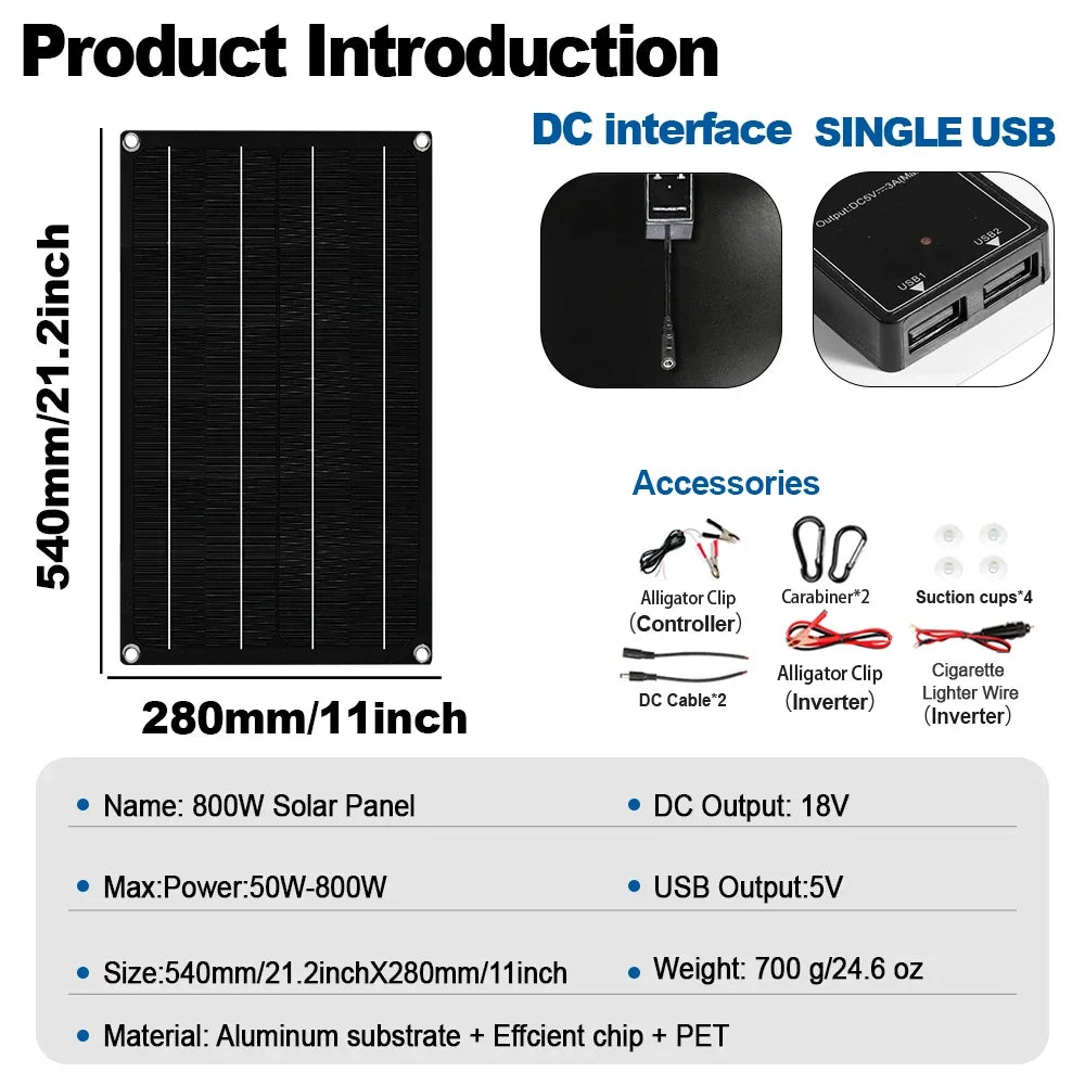 7000W Solar Energy Kit SOECOPO 800W Panel 100A Controller Dual Voltage 12V/24V to 110V220V for Power Outage Backup CE FCC Zpaxo