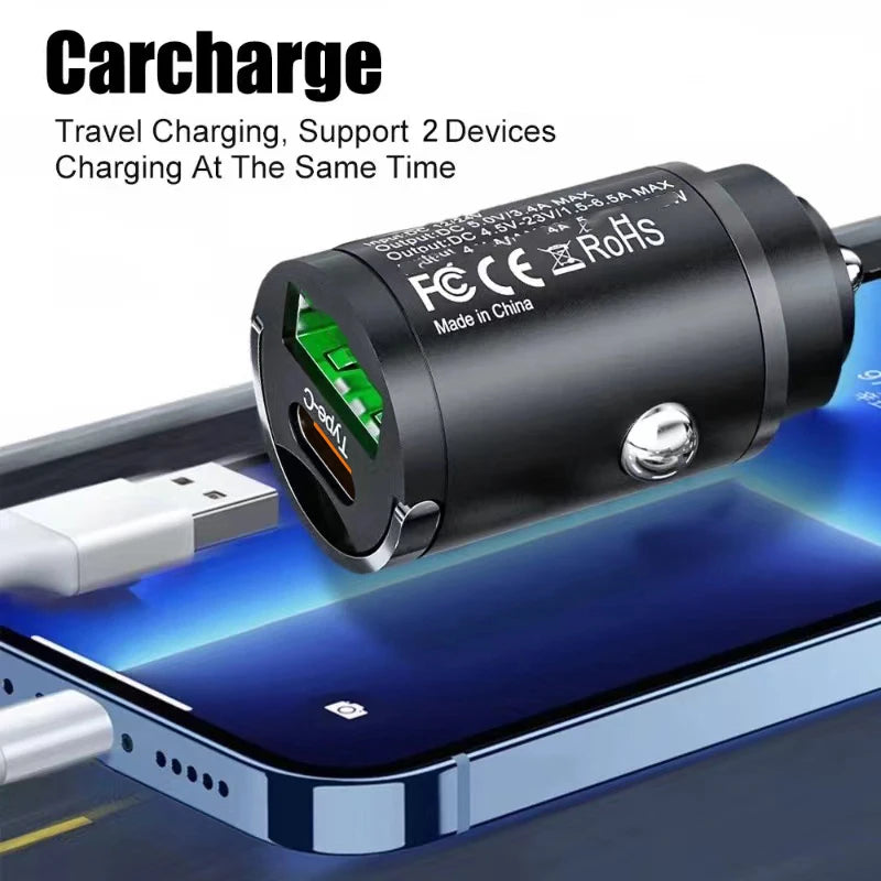 100W USB Car Charger Lighter PD Fast Charging Iphone QC 3 0 C Mini