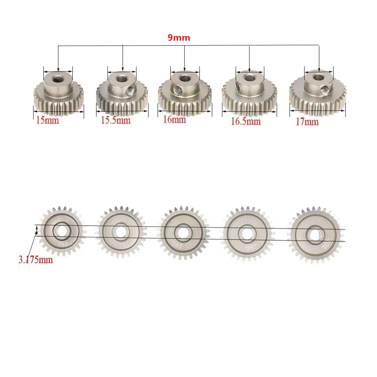 48DP 21T-25T 26T-30T Aluminum Alloy 7075 Pinion Motor Gear 1 10 RC Zpaxo 26T 27T 28T 29T 30T