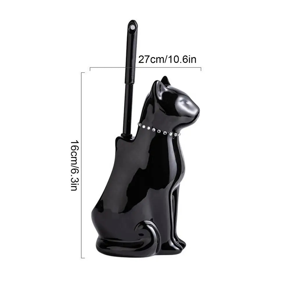 Cat Toilet Brush Holder Scrubber Bowl Cute Ceramic Corner Maintenance