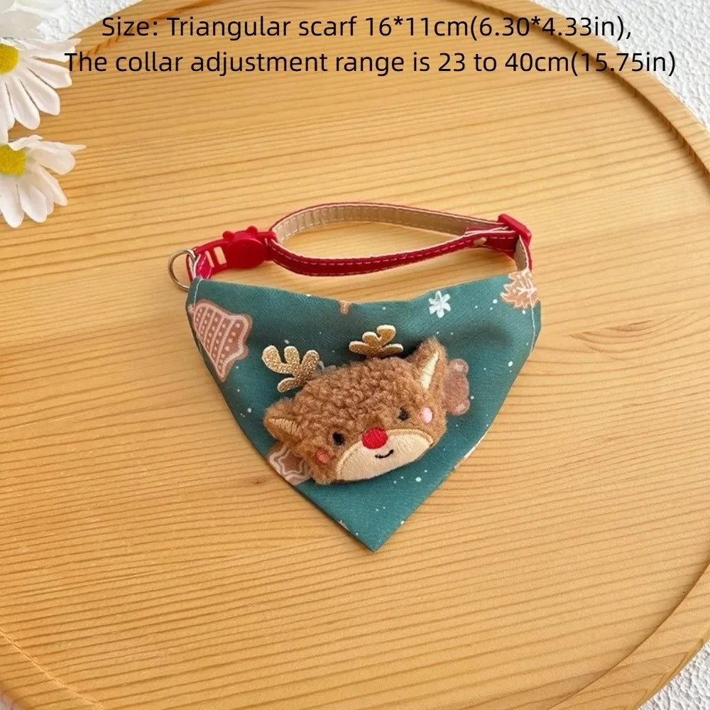 Christmas Dog & Cat Collar with Triangle Scarf – Adjustable Pet Holiday Collar Zpaxo