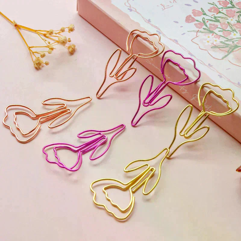 10PCS/Set Colored Paper Clip Office Stationery Metal Bookmark Holder Stationery Paper Clips Colored Flower Shaped Paper Clip Zpaxo