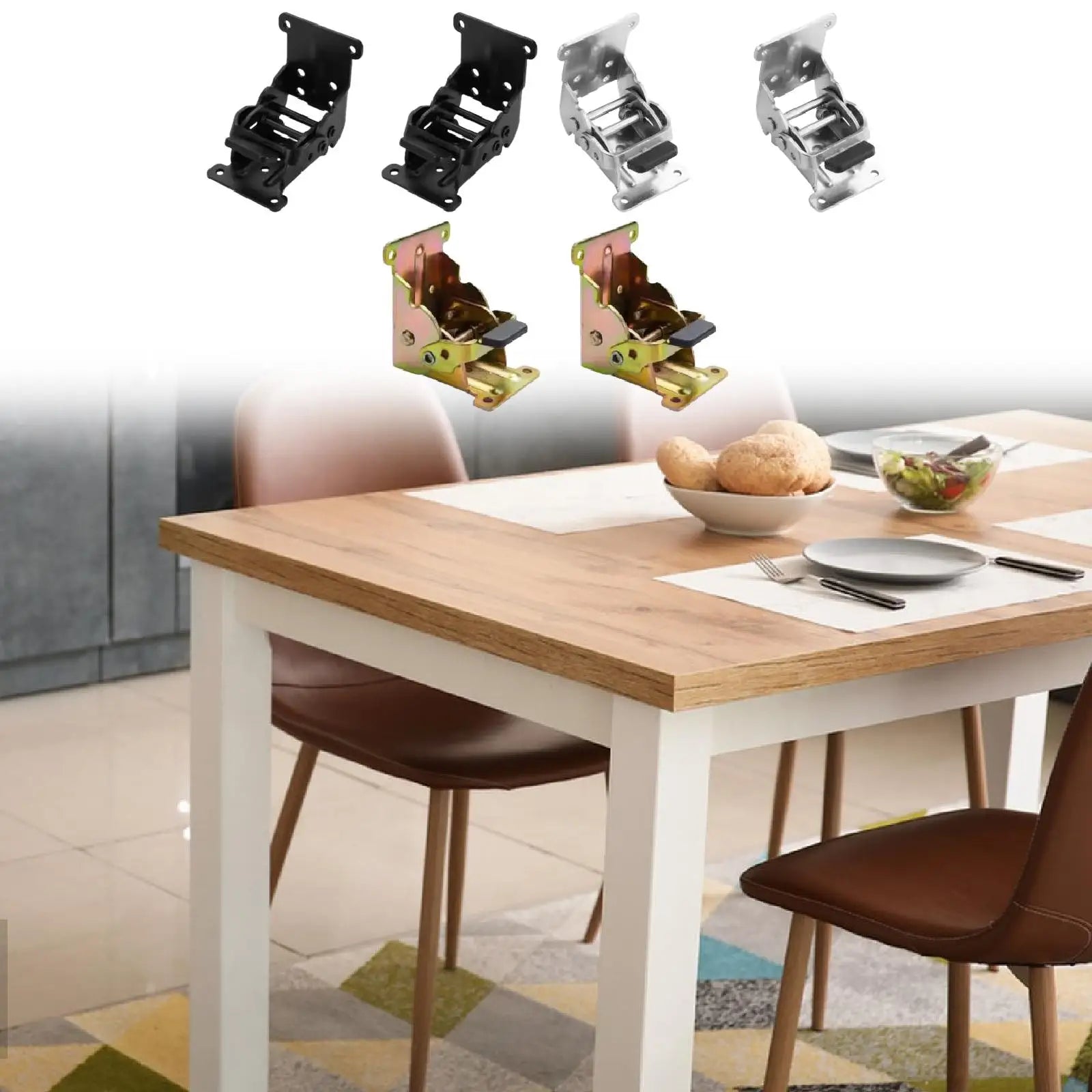 2x Folding Brackets,Versatile Self Lock Hinges with Screw Lock Extension Support for Kitchen Shelves Laundry Room Garage Bedroom Zpaxo