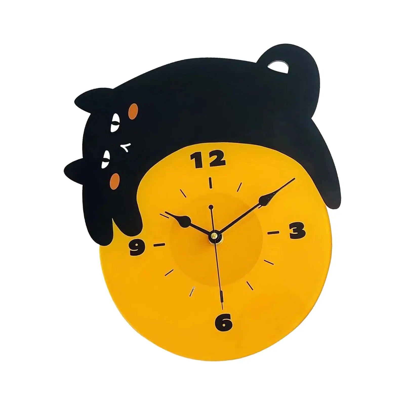 Cat Wall Clock Cute Black Arabic Numbers Housewarming Non Ticking Analog Clock for Bathroom Home Dining Room Kitchen School Zpaxo Default Title
