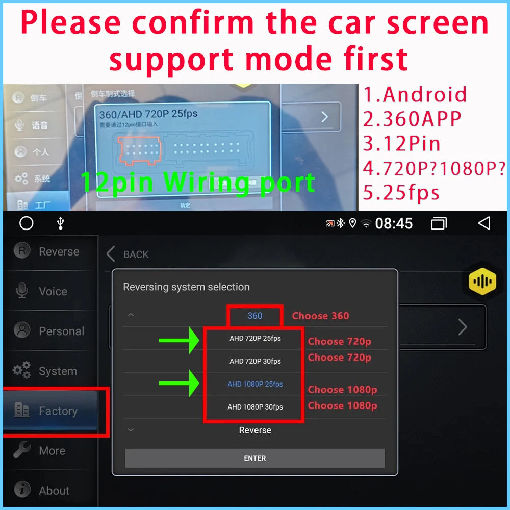 3D AHD1080P 360 Android Car Camera Panoramic View 4 Square Cameras
