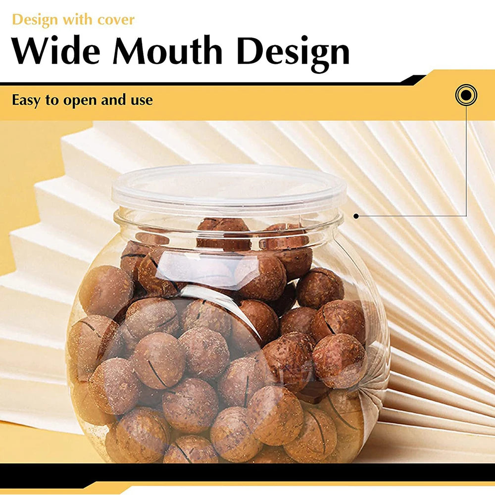 1Pc Candy Jar with Lid Plastic Clear Cookie Storage Container Wide Mouth Canister for Candy Snacks Cereal Jelly Dry Food Zpaxo